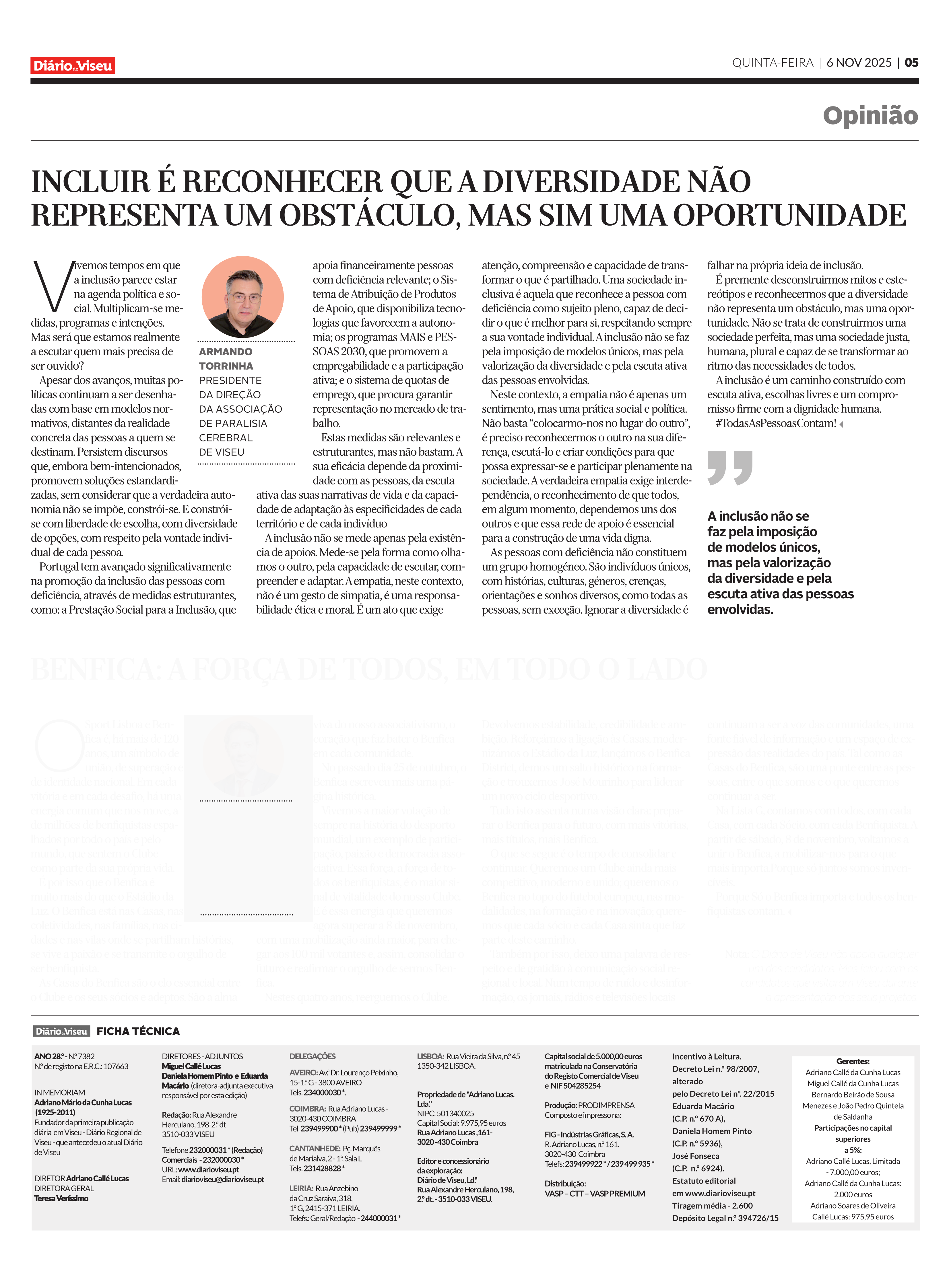 Artigo de Opinião - Incluir é reconhecer que a diversidade não representa um obstáculo, mas sim uma oportunidade